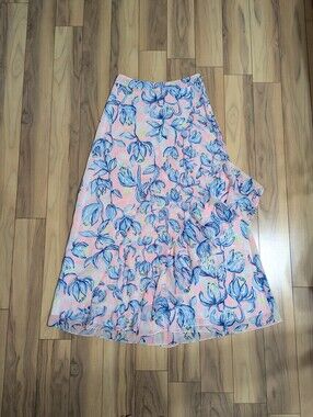 EUC! Lilly Pulitzer Agnes Skirt Sweet Pea Pink Chasing The Sun Size 4